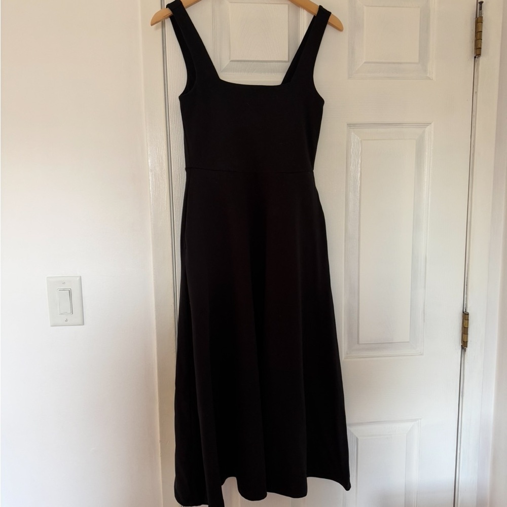 Pact Fit and Flare organic Classic Black Square-Neck A-Line Dress - Picture 2 of 2